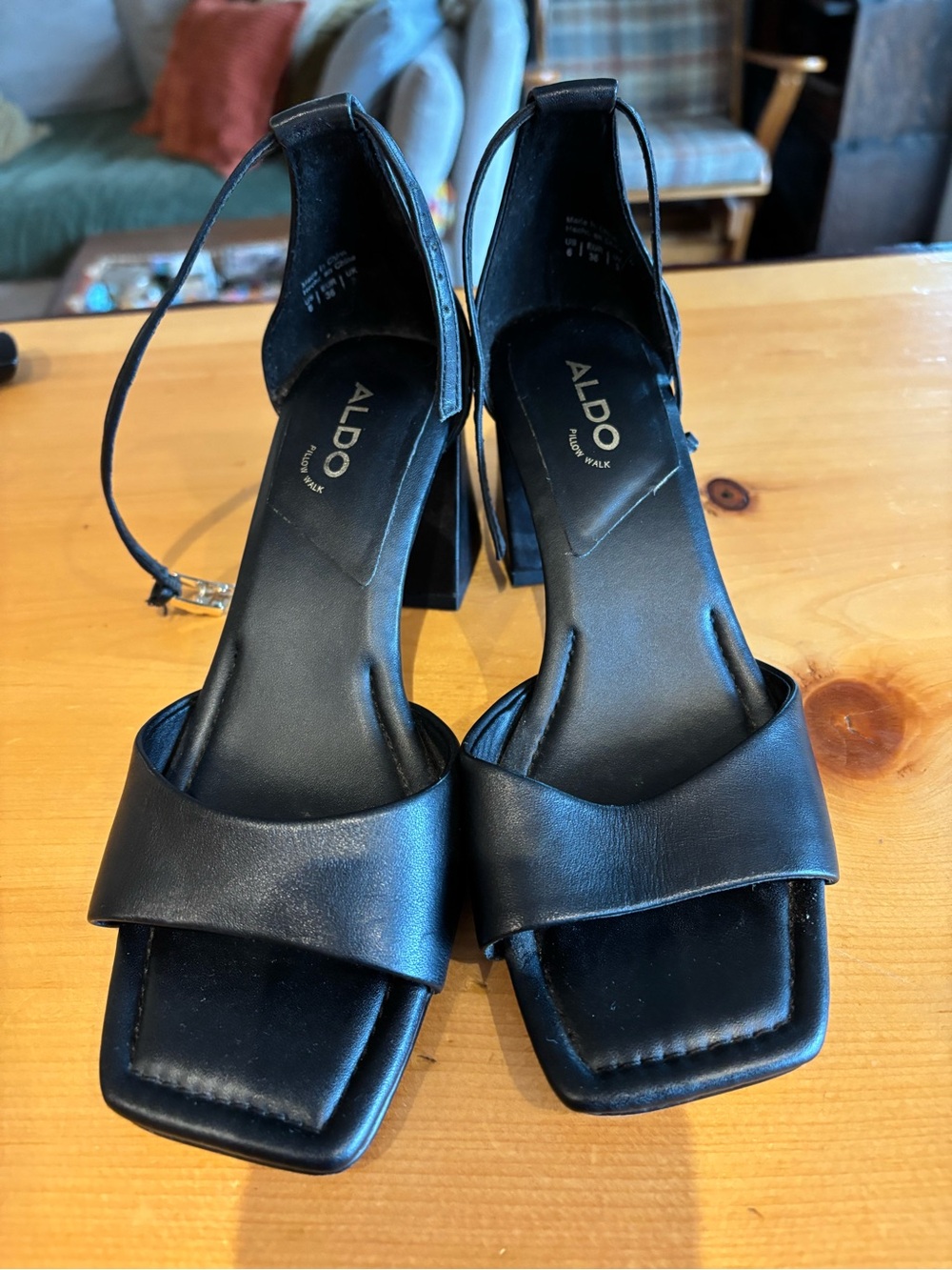 2 for $16- Aldo Safdie Ankle Strap Black Ankle-Strap Block Heels- Size 6